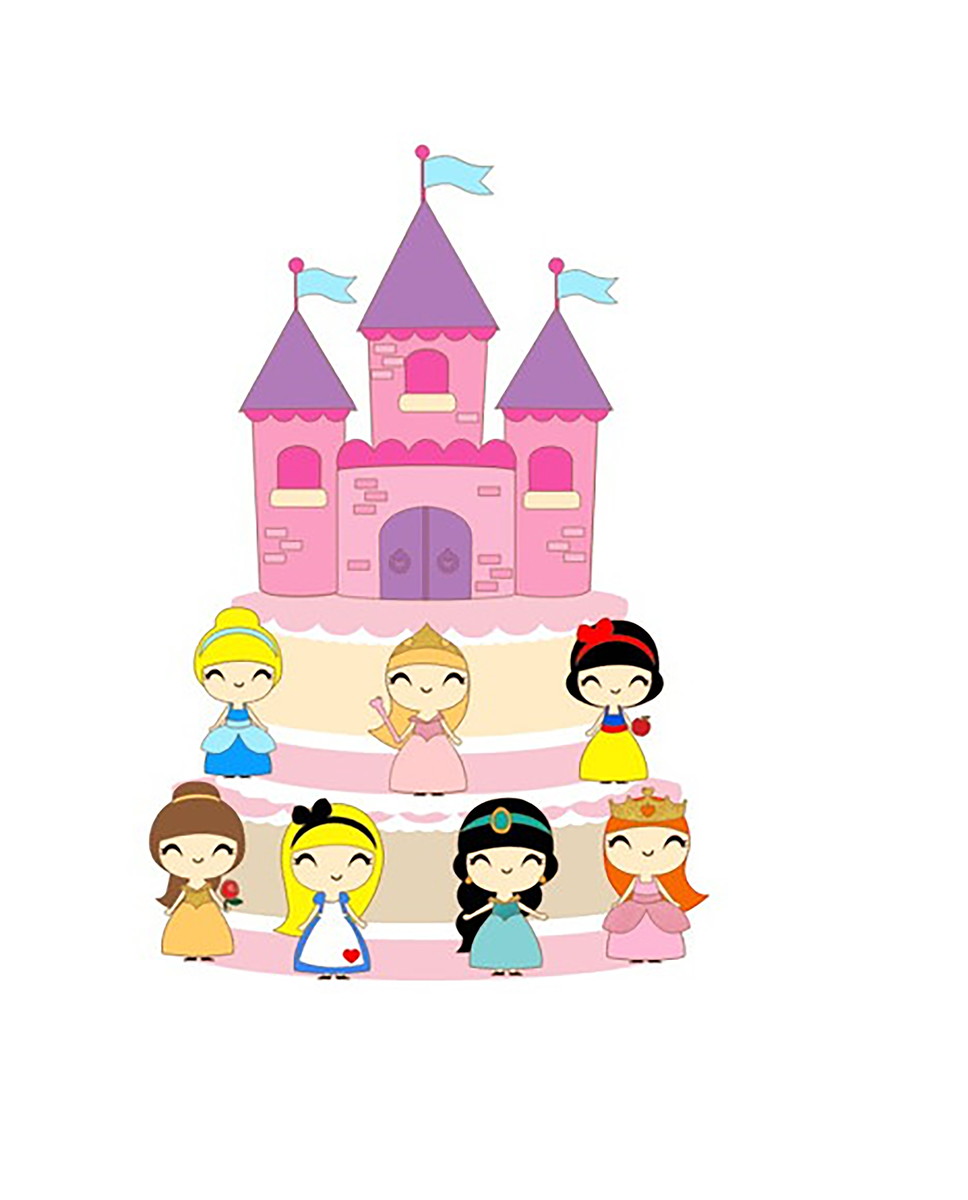 Arquivo de Corte Topo de Bolo Mini Princesas Disney 003