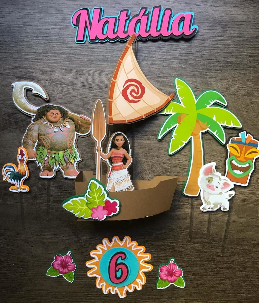 Arquivo de corte topo de bolo Moana Barco 3D + BRINDES - Imagem 2
