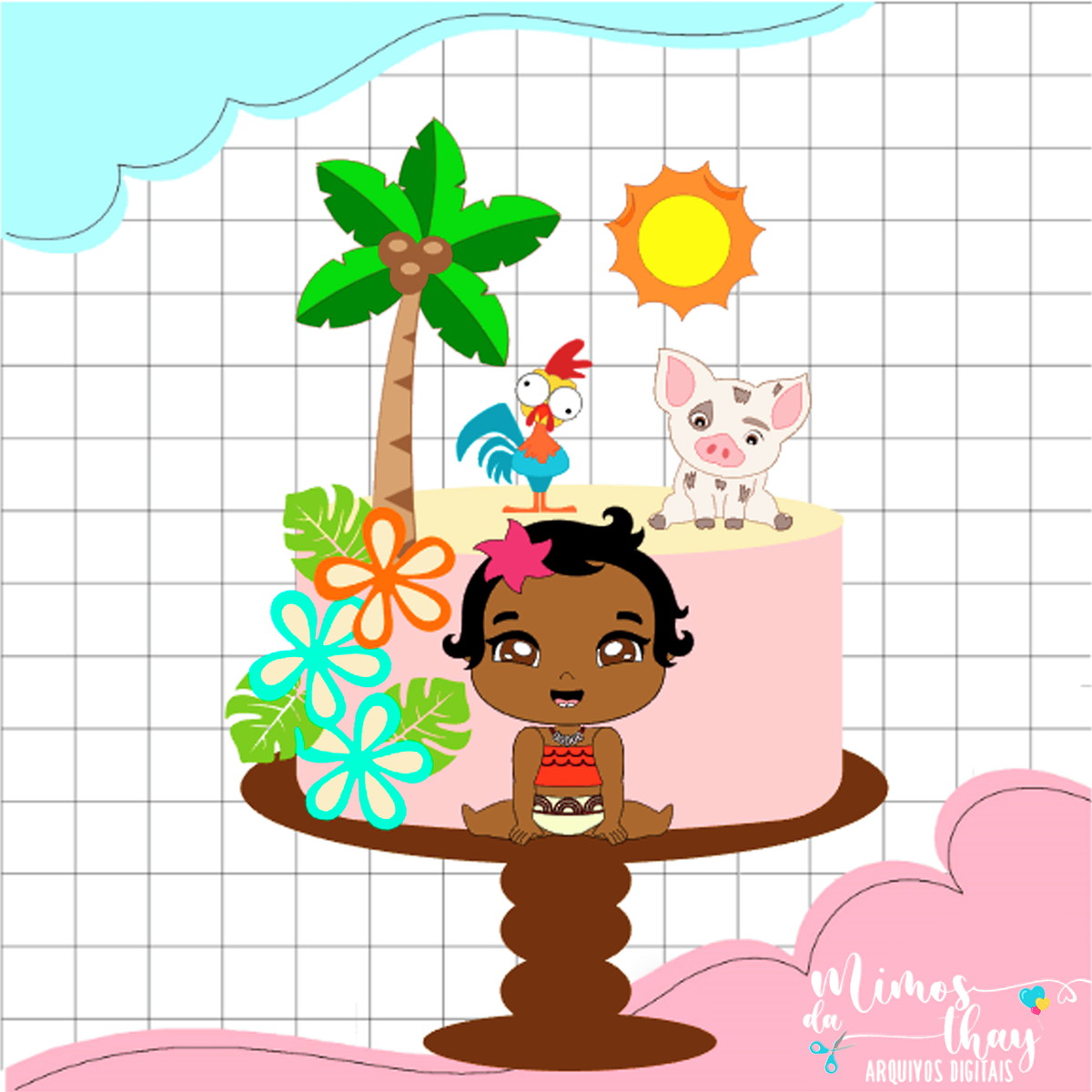 Arquivo de Corte: Topo de Bolo Moana Cute Baby 006