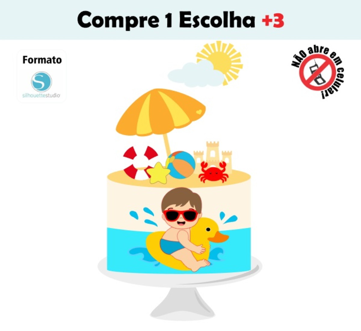 Arquivo de Corte Topo de Bolo Praia Menino