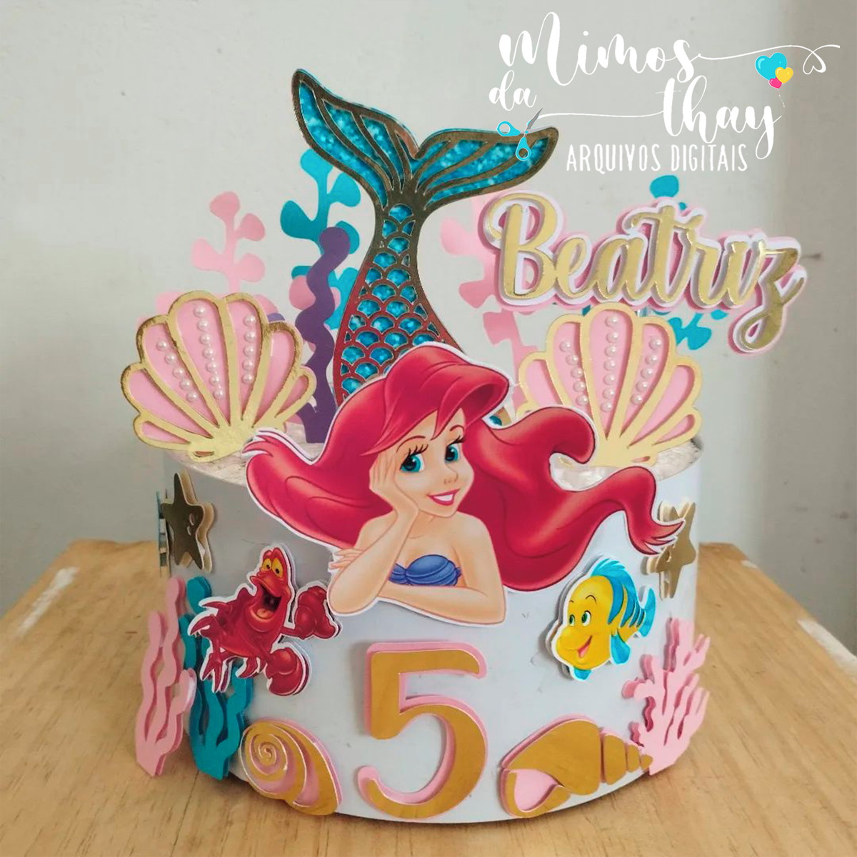 Arquivo de Corte: Topo de Bolo Princesa Ariel Camadas 010