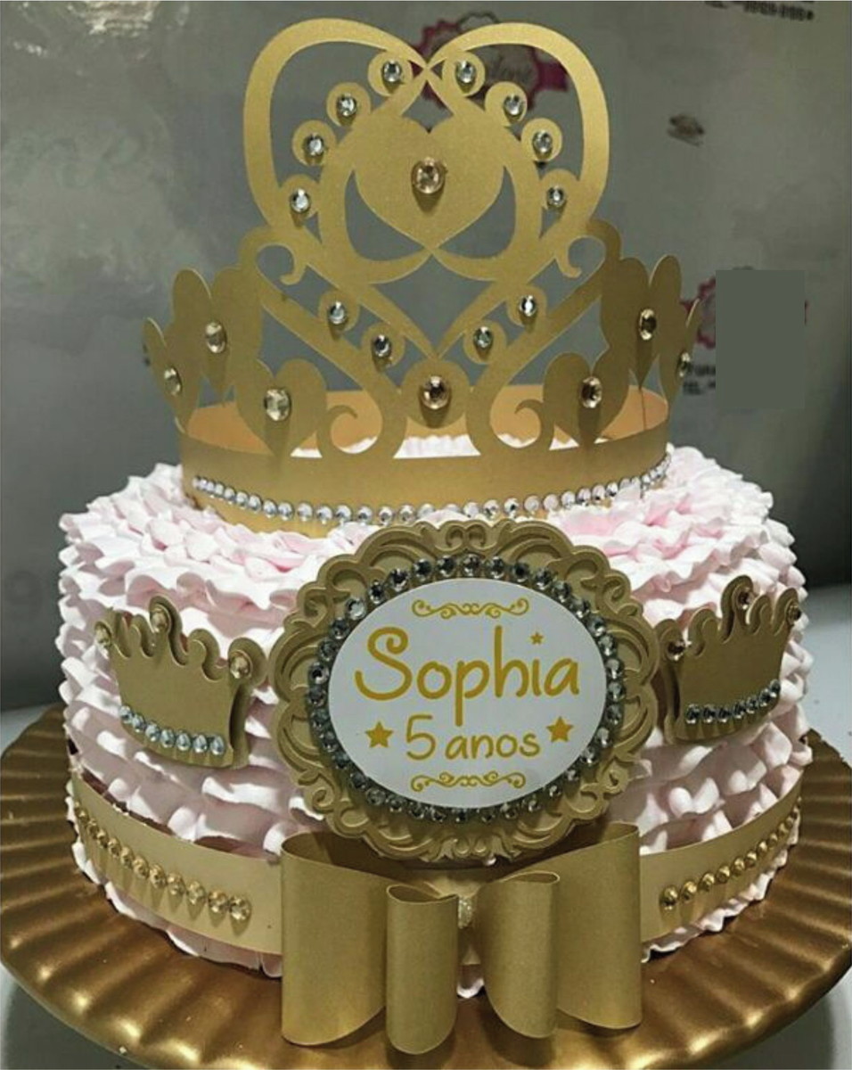 Arquivo de Corte - Topo de Bolo Princesa Dourado
