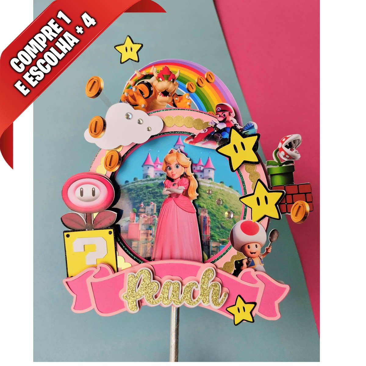 Arquivo de Corte Topo de Bolo Princesa Peach