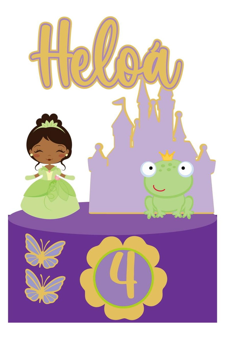 Arquivo de Corte Topo de Bolo Princesa Tiana e o Sapo Cute