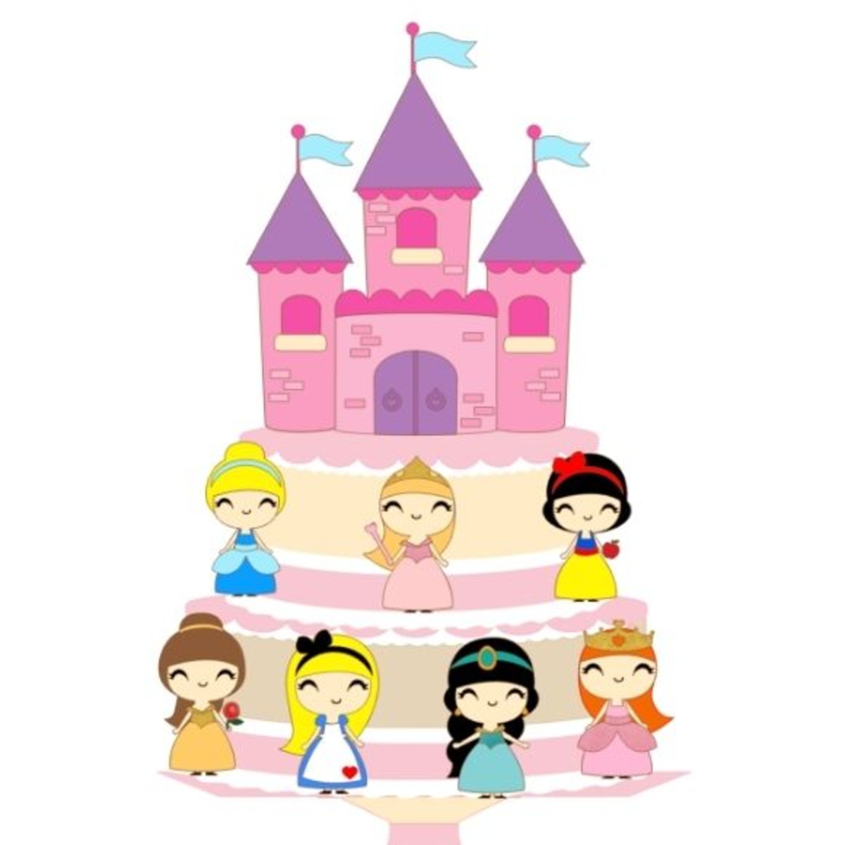 Arquivo de corte Topo de Bolo Princesas CAMADAS COD.:1109