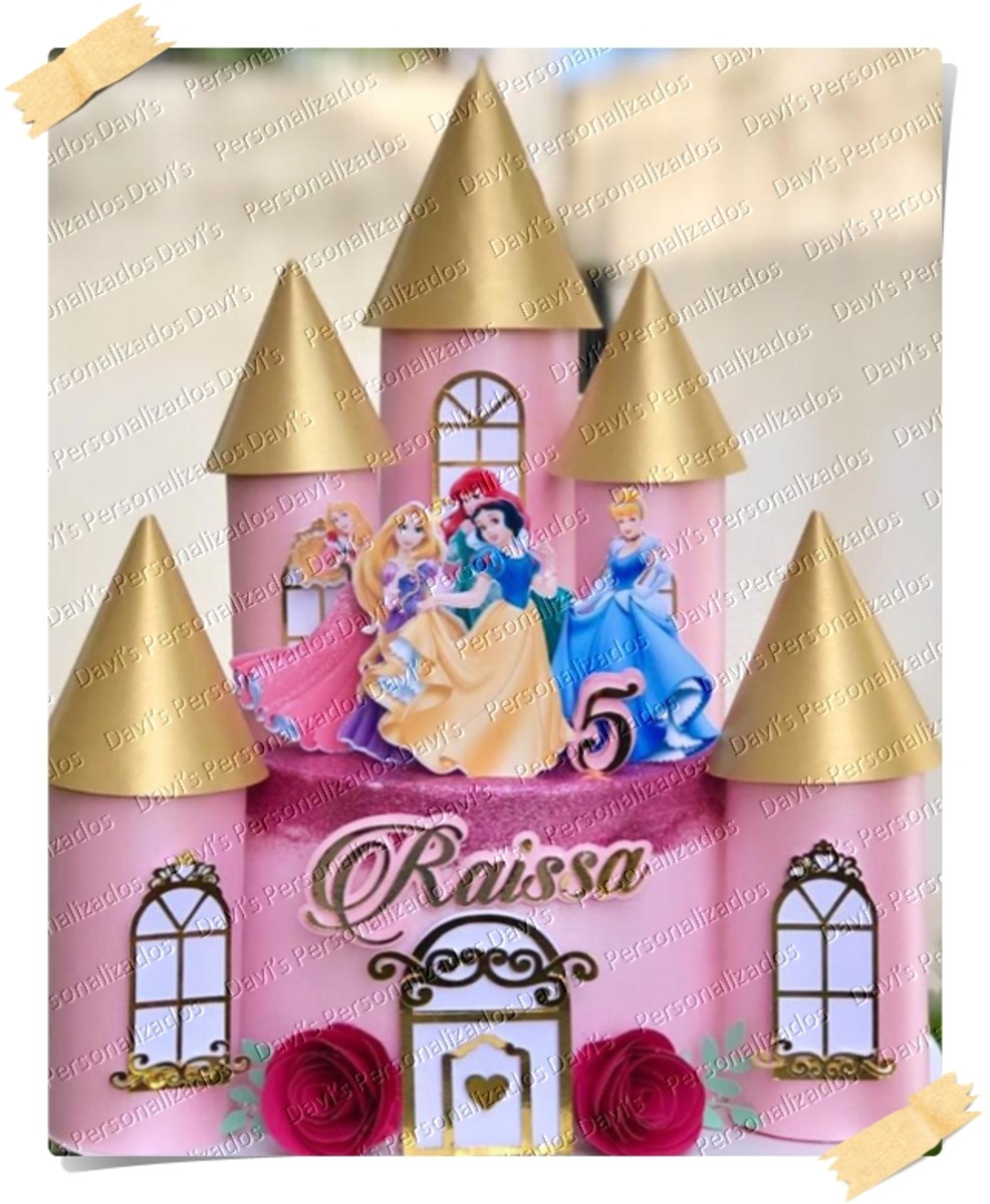 Arquivo de Corte Topo de Bolo Princesas Castelo Torre