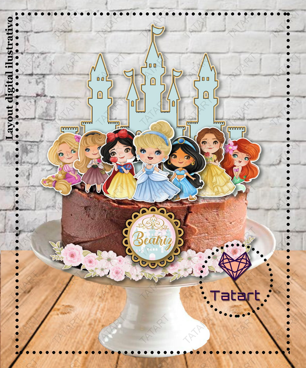 Arquivo de Corte Topo de Bolo Princesas Disney 22