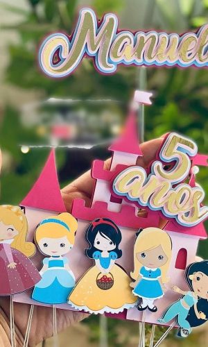 Arquivo de Corte Topo de Bolo Princesas Disney Cute 004
