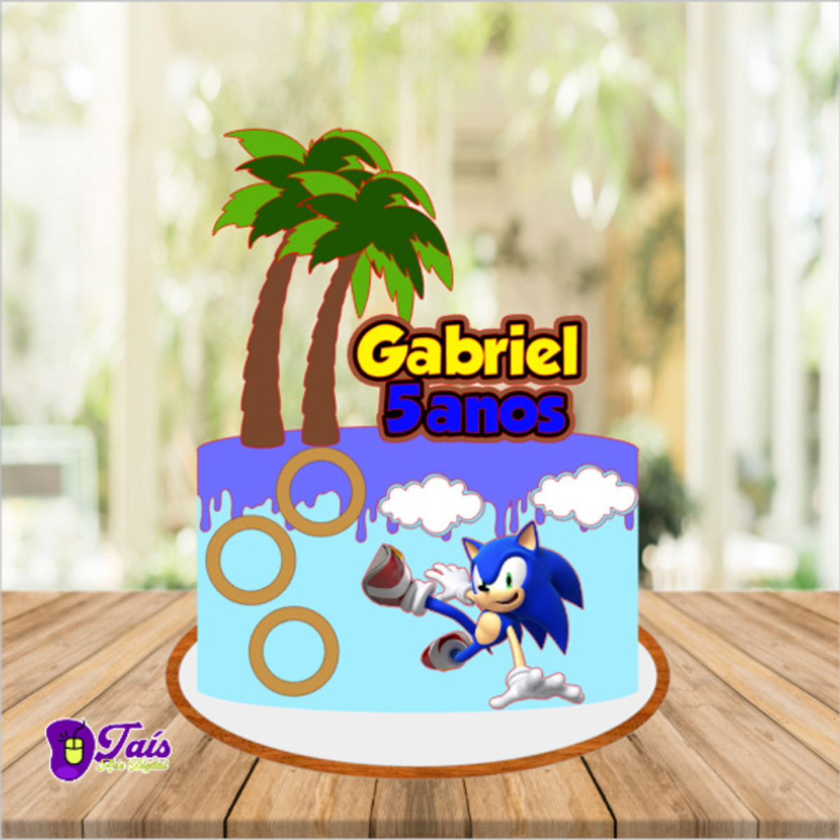 Arquivo de Corte topo de bolo Sonic 05 - Studio e PDF