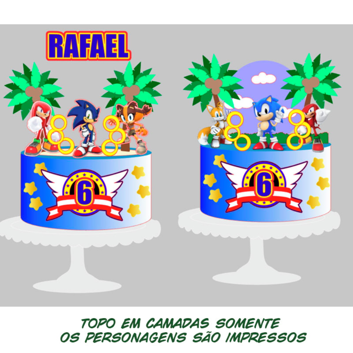Arquivo de Corte Topo de Bolo Sonic 4 + Brinde