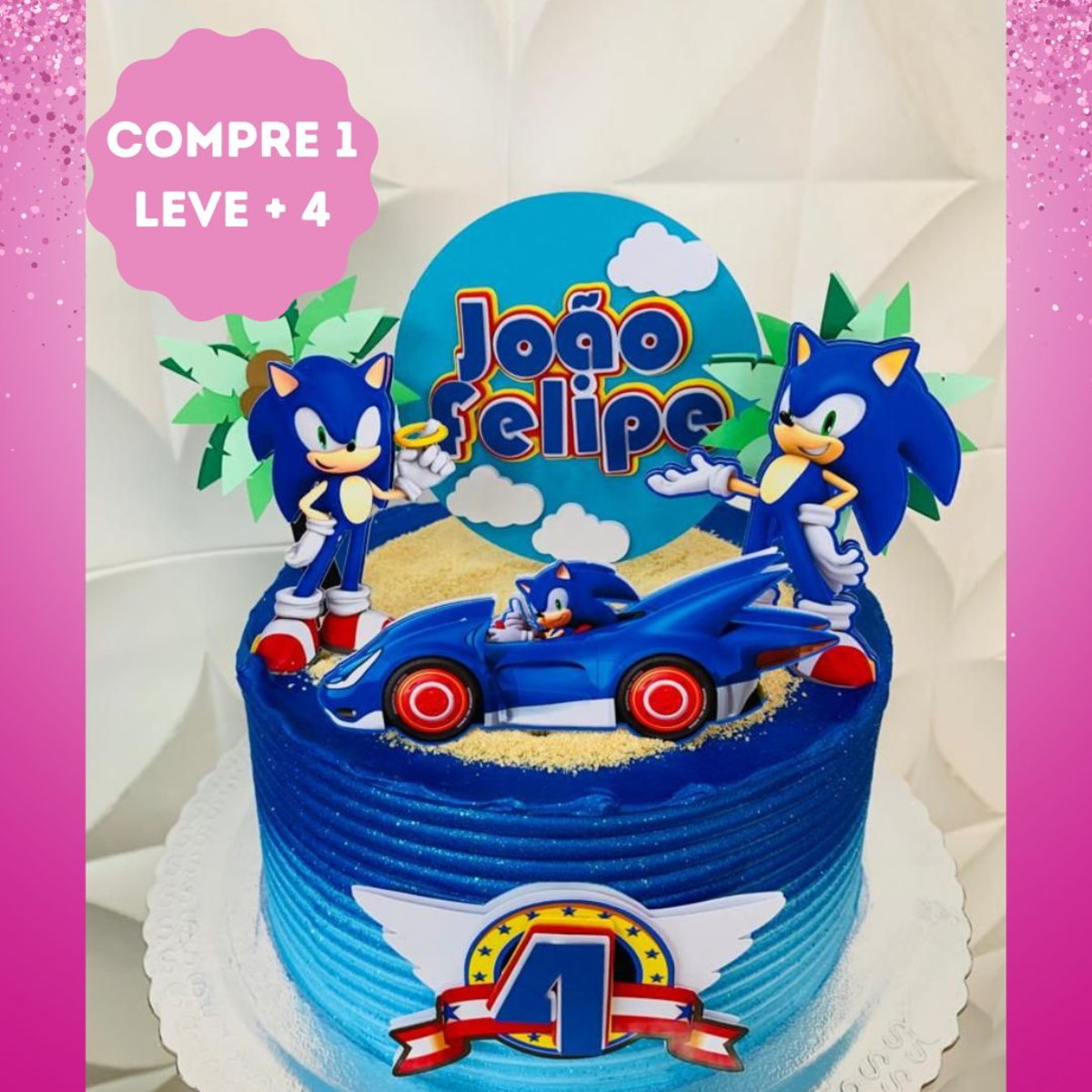 Arquivo de Corte Topo de Bolo Sonic com Carro