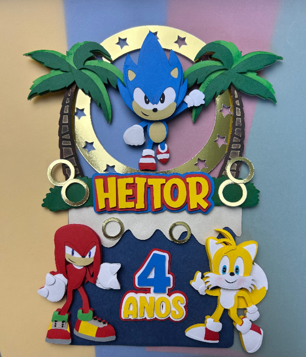 Arquivo de Corte - Topo de Bolo Sonic e Amigos (camadas)