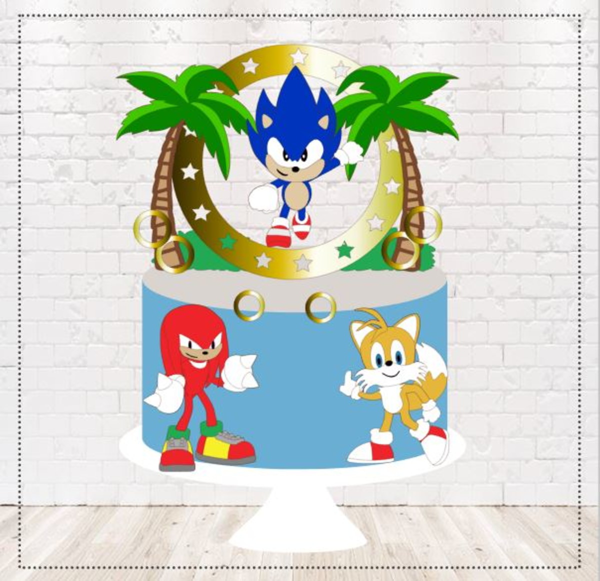 Arquivo de Corte Topo de Bolo Sonic em Camadas 1974