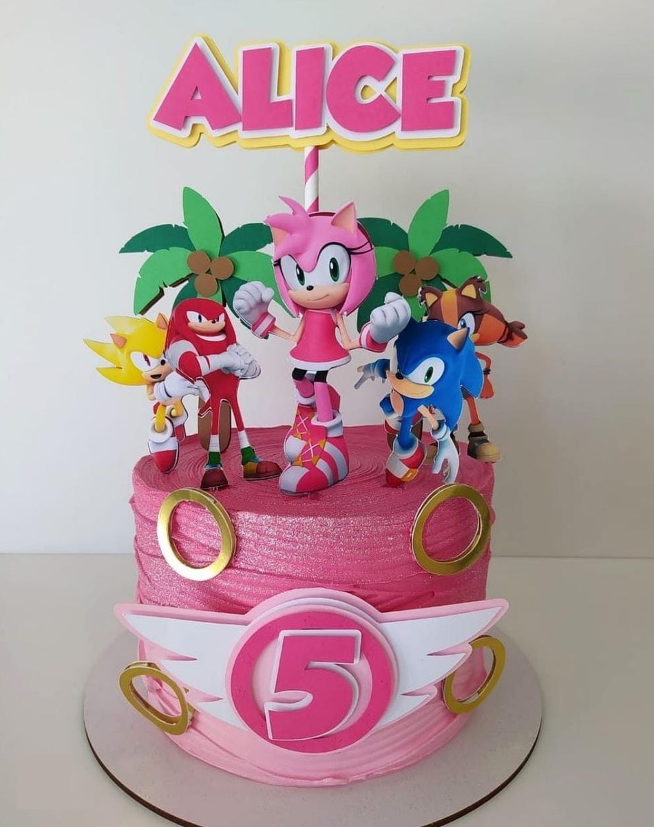 Arquivo de Corte Topo de Bolo Sonic Menina - Studio e PDF