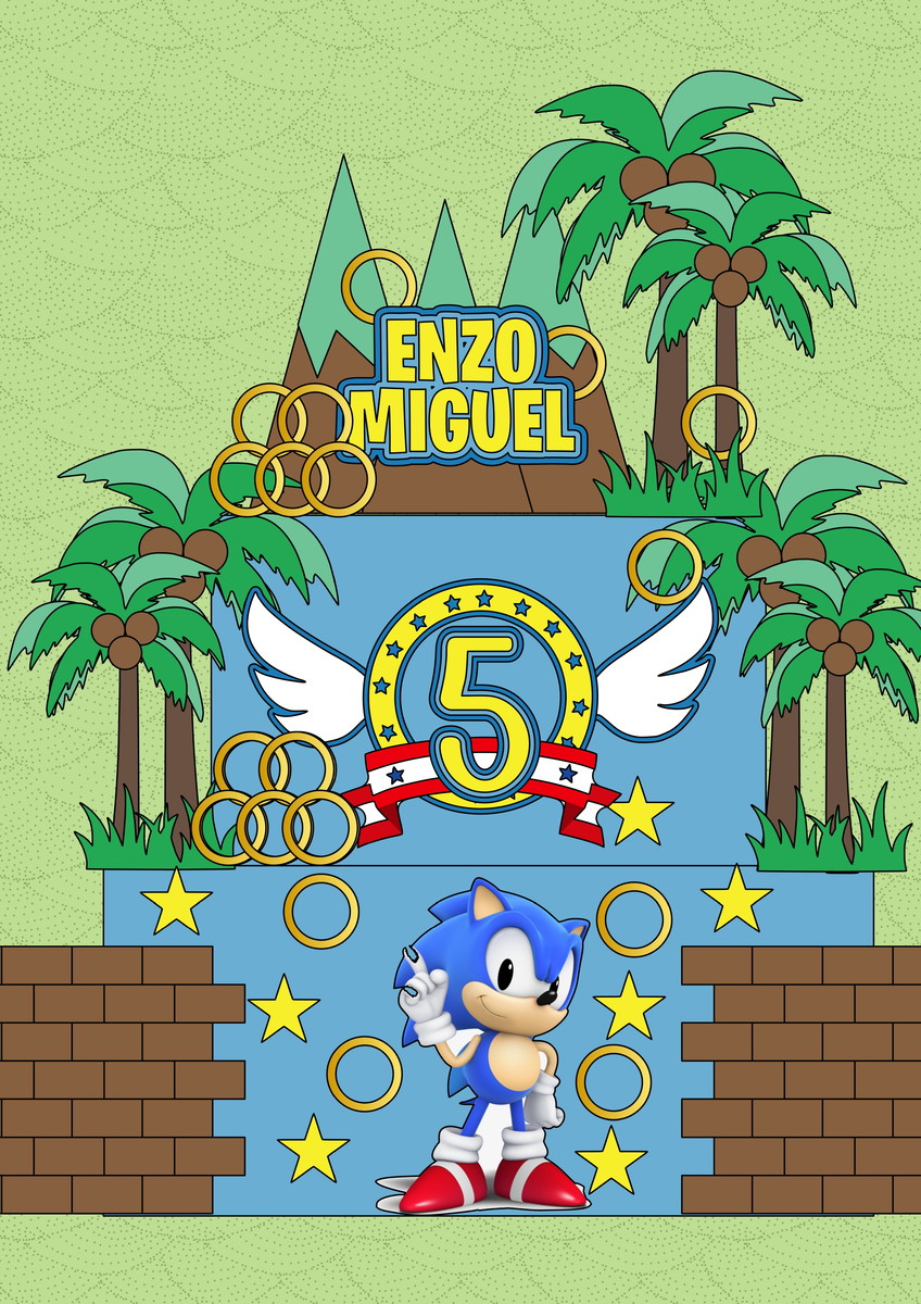 Arquivo de Corte Topo de Bolo Sonic - Imagem 2
