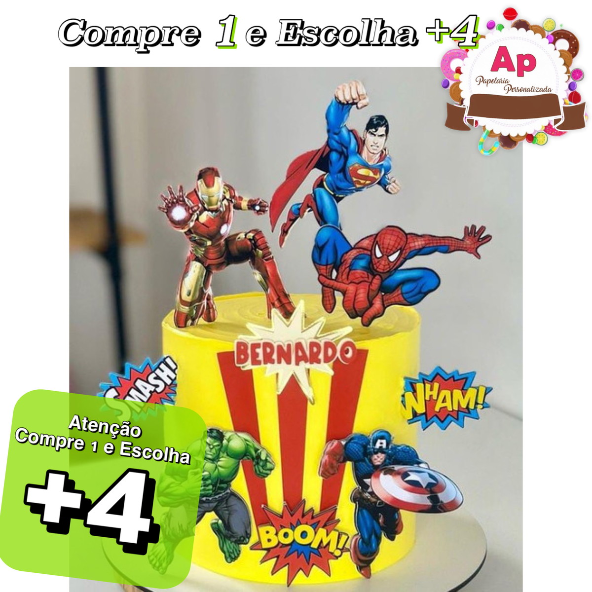 Arquivo de Corte Topo de Bolo Super Heróis - Studio
