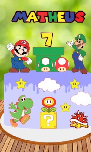 Arquivo de Corte topo de bolo Super Mario 02 - Studio e PDF