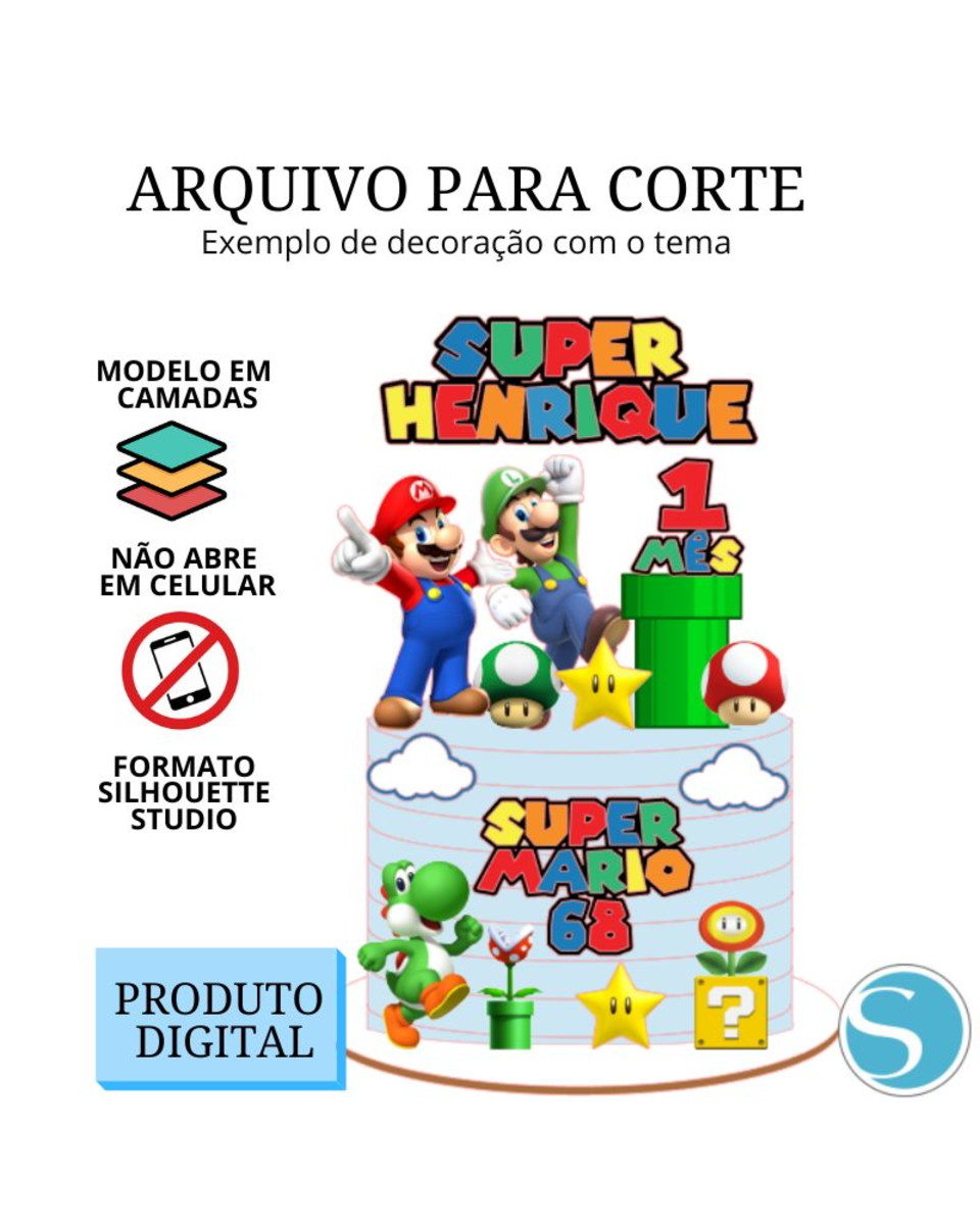 Arquivo de Corte Topo de Bolo -super Mário 1