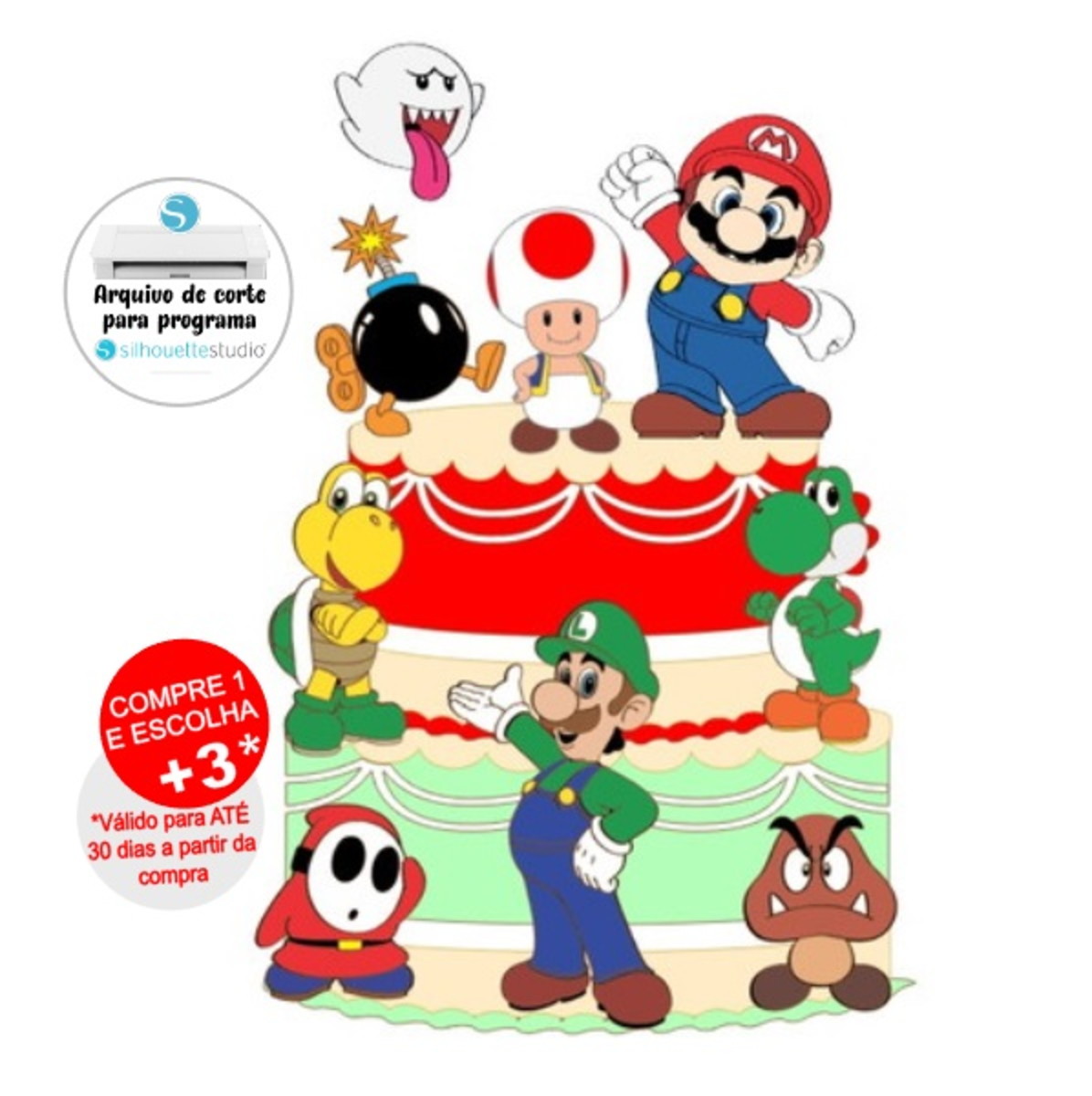 Arquivo de Corte Topo de Bolo Super Mario