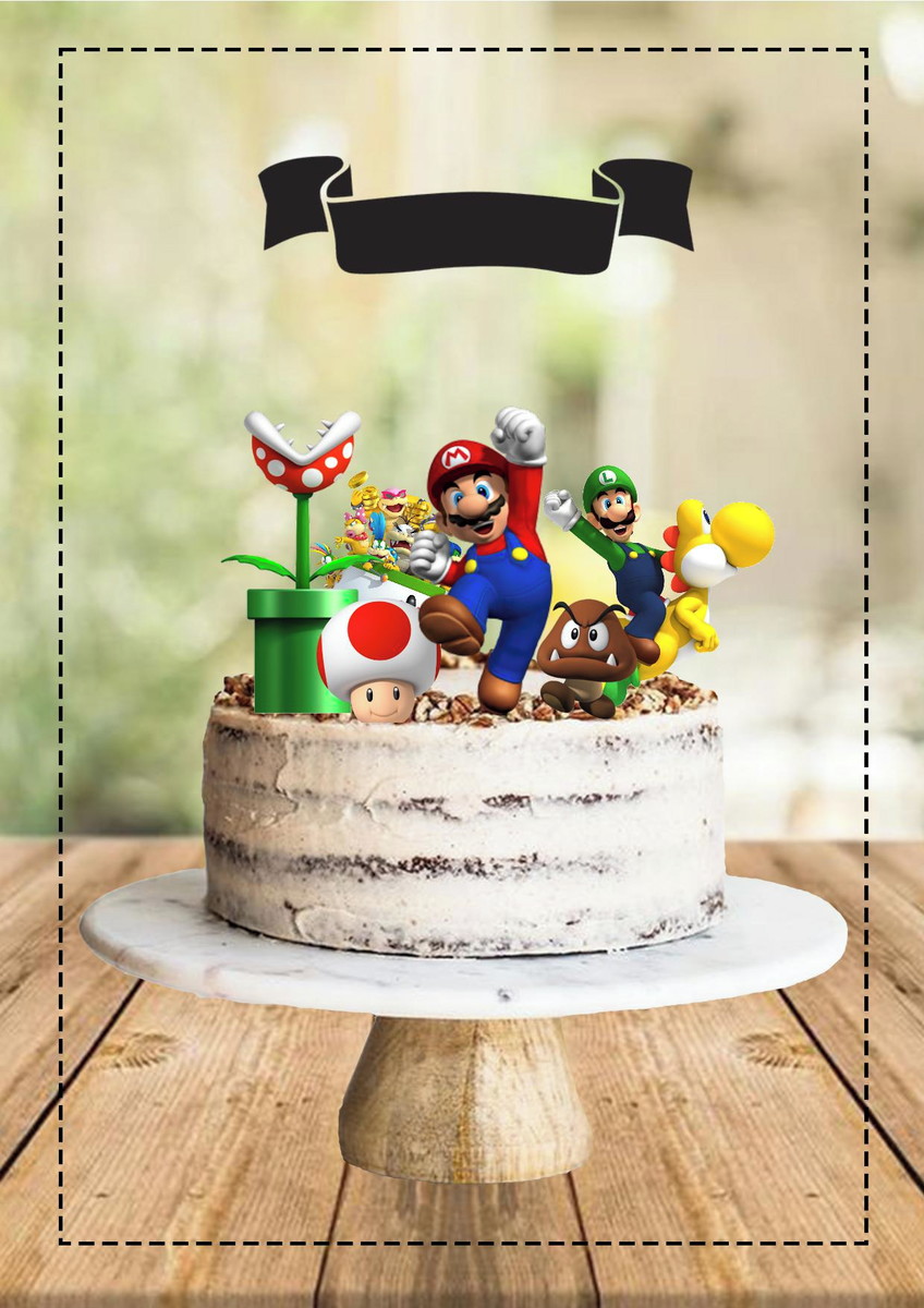 Studio/pdf Arquivo de Corte Topo de Bolo Super Mario Brós - Imagem 2