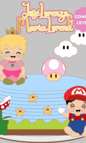 Arquivo de Corte Topo de Bolo Super Mario e Peach Baby