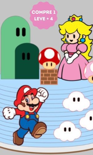 Arquivo de Corte Topo de Bolo Super Mario e Peach em Camadas