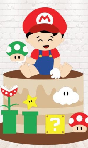 Arquivo de Corte Topo de Bolo Super Mario em Camadas 1336