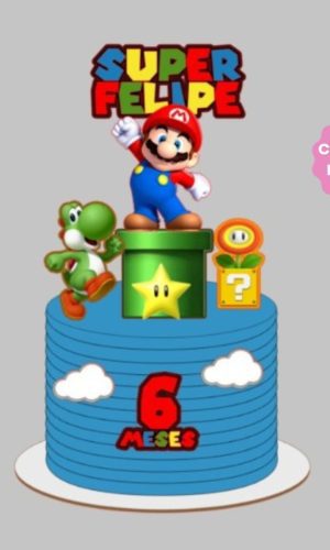 Arquivo de Corte Topo de Bolo Super Mario no Cano Cute