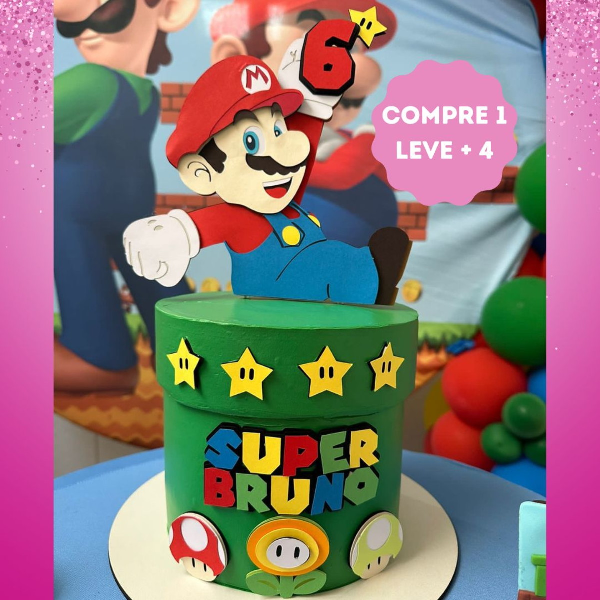 Arquivo de Corte Topo de Bolo Super Mario no Cano em Camadas - Imagem 2