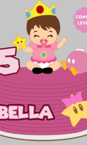 Arquivo de Corte Topo de Bolo Super Mario Peach Baby