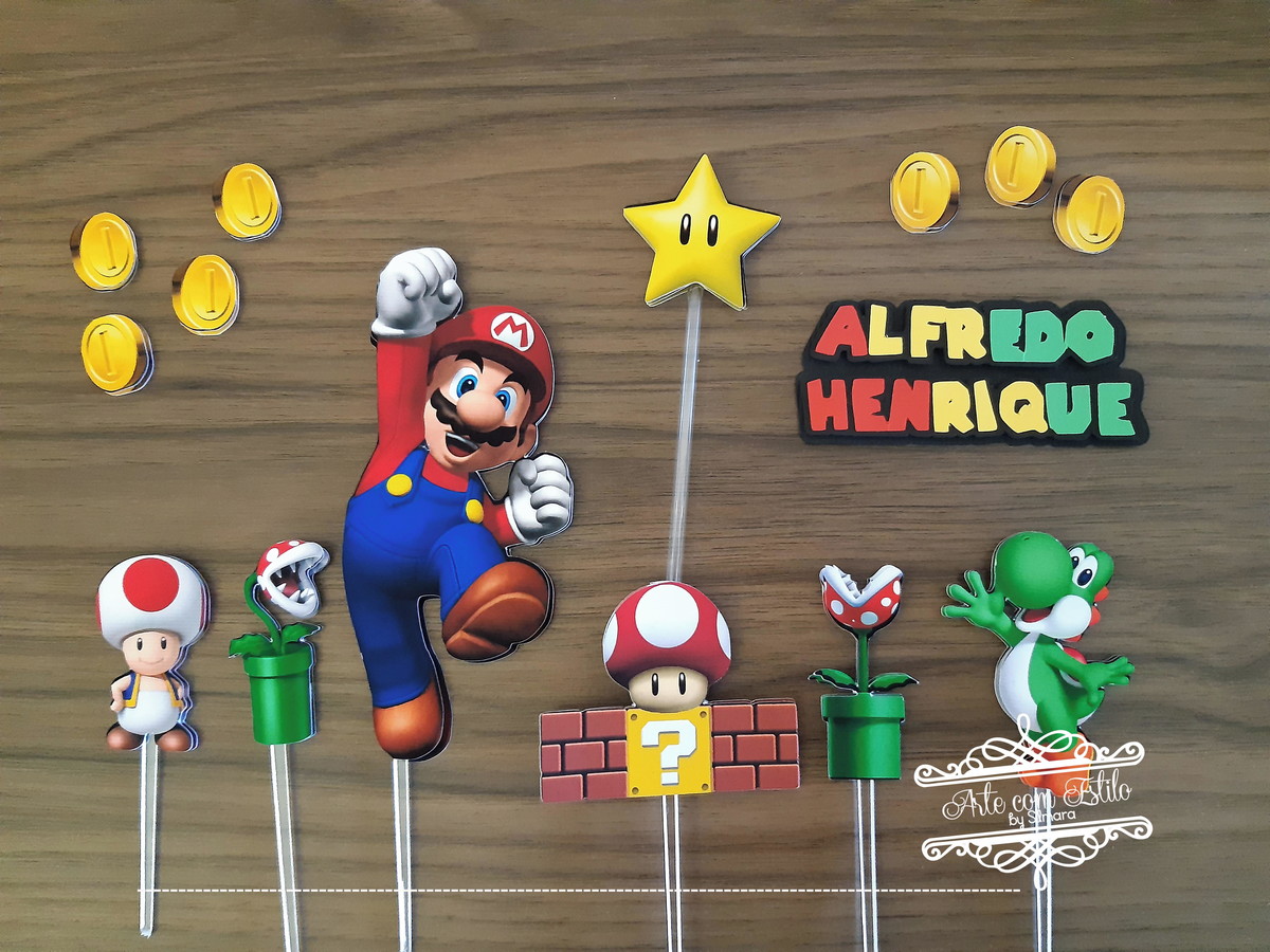 Arquivo de Corte - Topo de Bolo Super Mario - Imagem 2