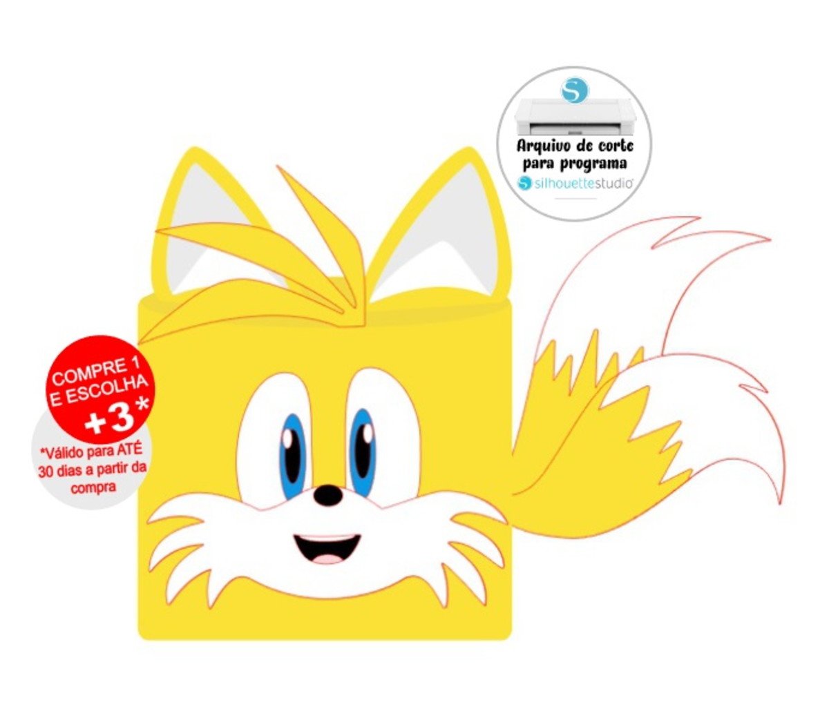 Arquivo De Corte Topo De Bolo Tails - Sonic
