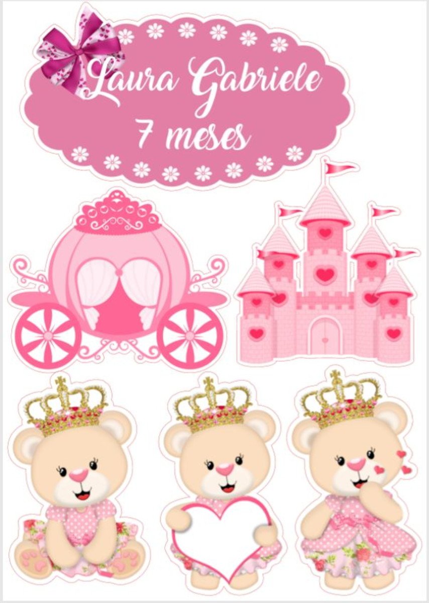 Arquivo de corte topo de bolo ursinha princesa