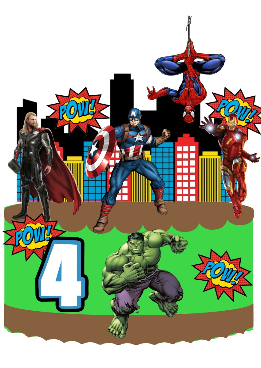 10 Arquivos Por R$ 10,00 Topo de Bolo Vingadores 1 - Imagem 2