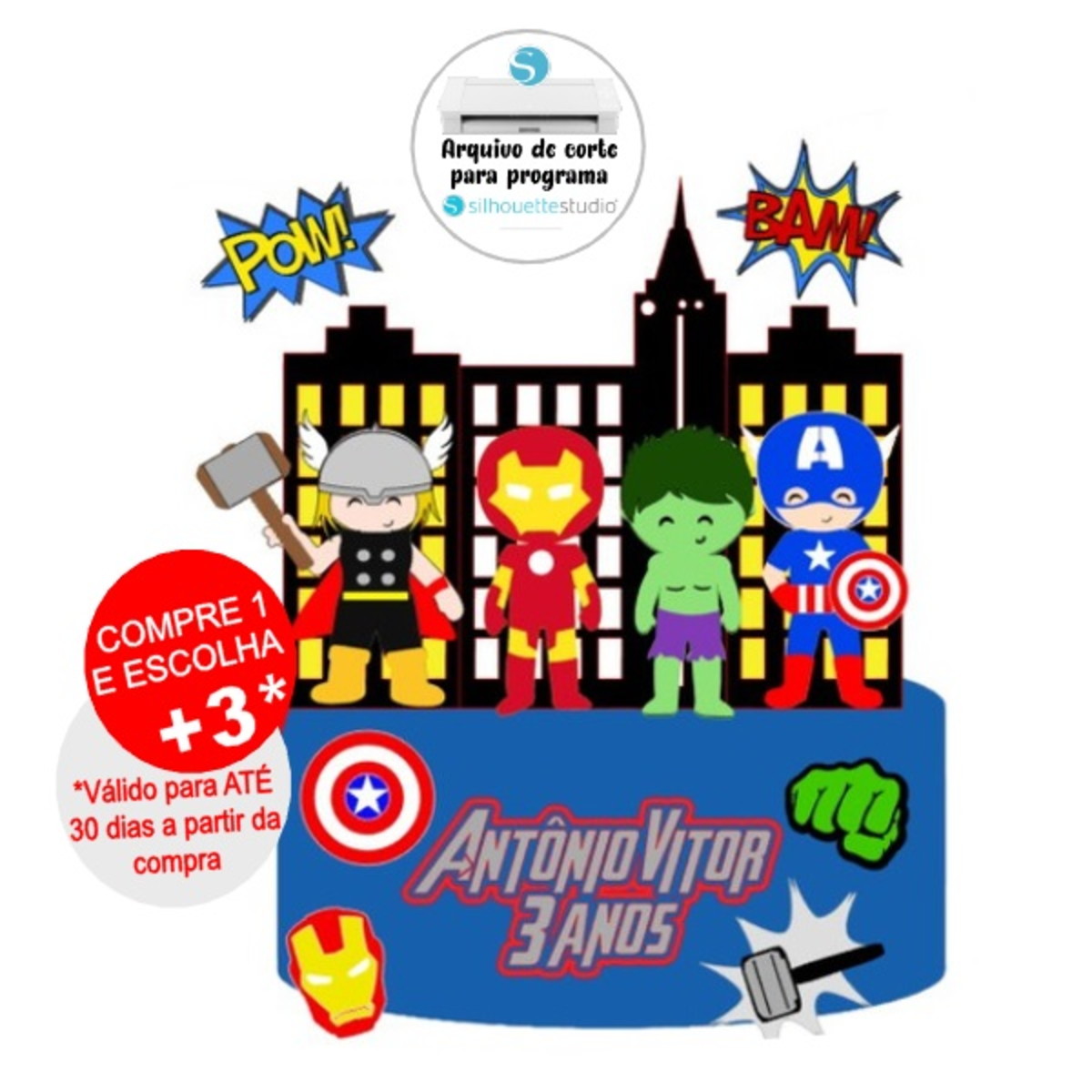 Arquivo de Corte Topo de Bolo Vingadores