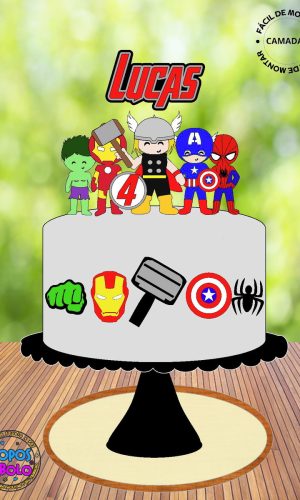 Arquivo de Corte Topo de Bolo Vingadores Camadas Cute