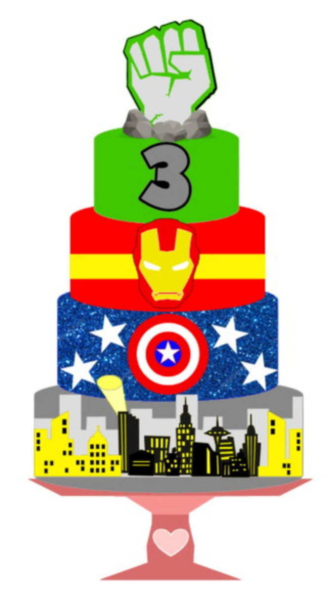 Arquivo de Corte Topo de Bolo Vingadores Camadas Studio