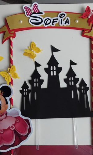 Arquivo de Corte Topo do Bolo Minnie Princesa Vermelha+BRIND