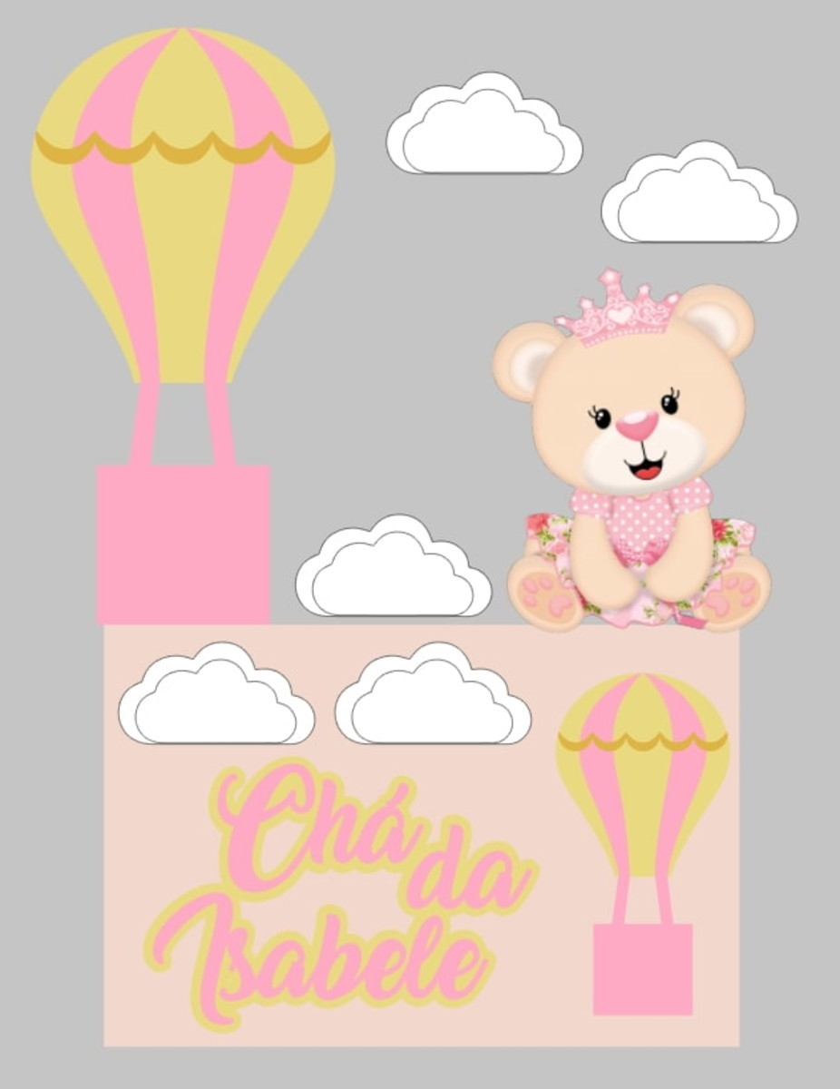 Kit Arquivos de Corte Ursinho e Princesa Ursinha Balão - Imagem 2