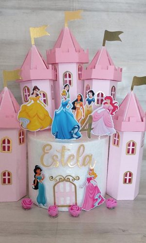 Arquivo de Corte Topos de Bolo Princesas com Castelo