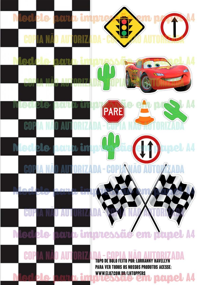 Arquivo Digital Topo de bolo Carros Disney #2 PDF/JPG - Imagem 3