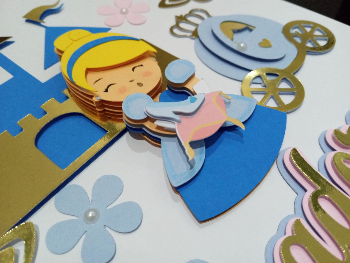 Arquivo Digital Topo de Bolo Cinderela Cute em 3d - Imagem 2