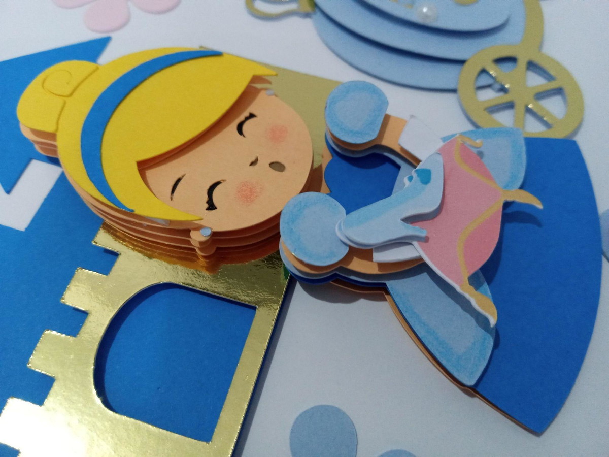 Arquivo Digital Topo de Bolo Cinderela Cute em 3d - Imagem 3