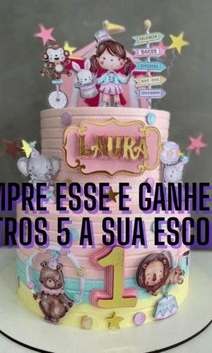 Arquivo Corte Topo de Bolo Circo Aquarela