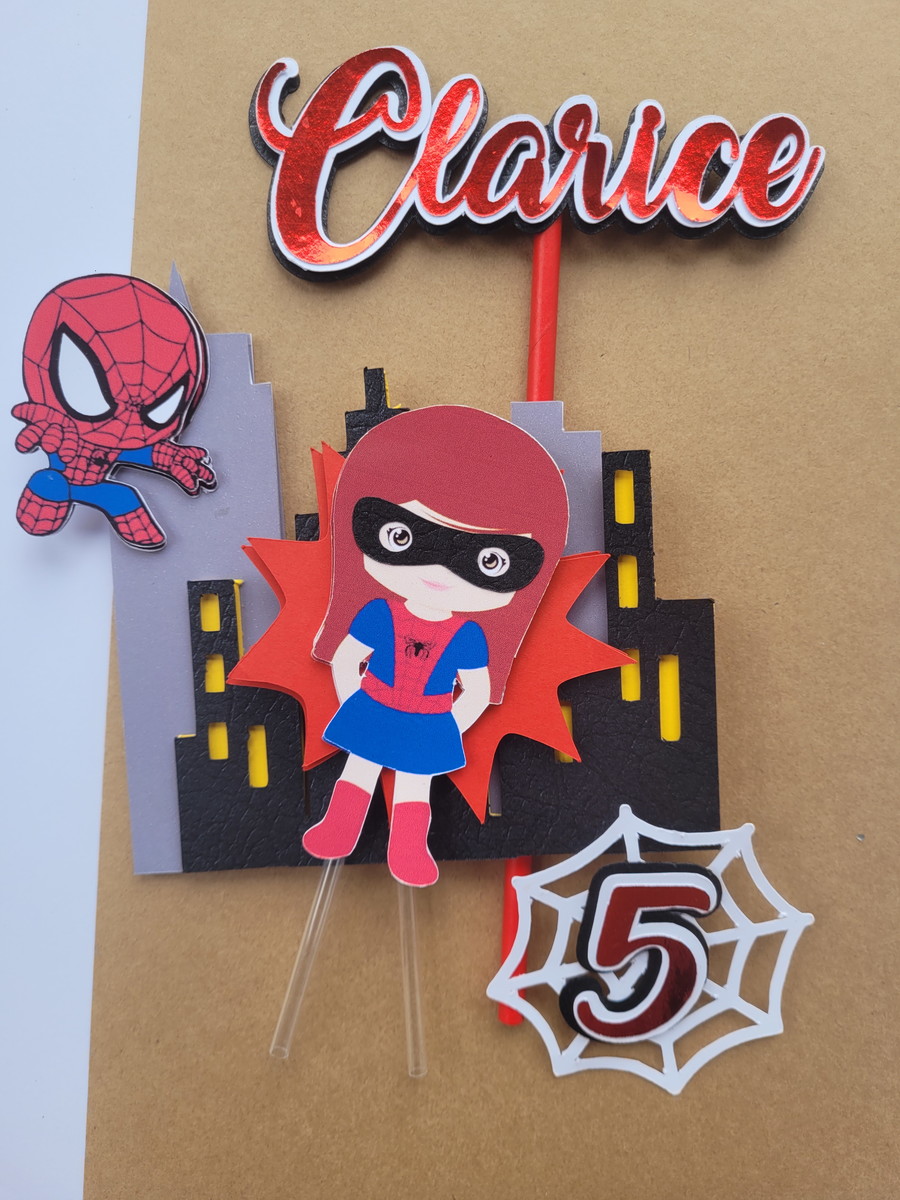 Arquivo Digital Topo de Bolo Homem Aranha Menino e Menina - Imagem 4