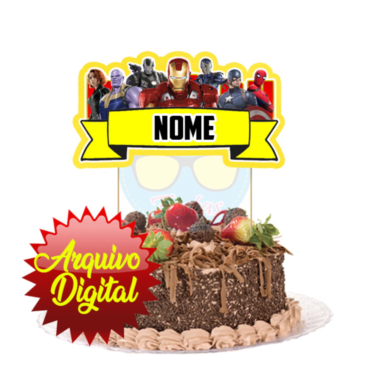 Arquivo Digital Topo de Bolo Homem de Ferro