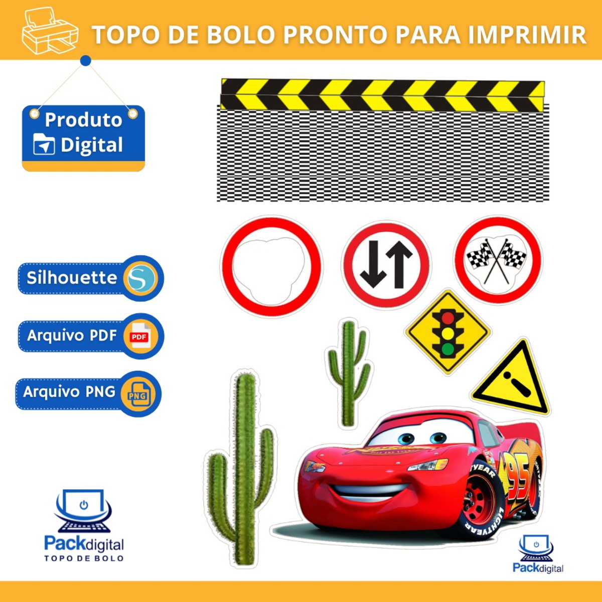 Arquivo Digital - Topo de Bolo Imprimir/ Carros 02