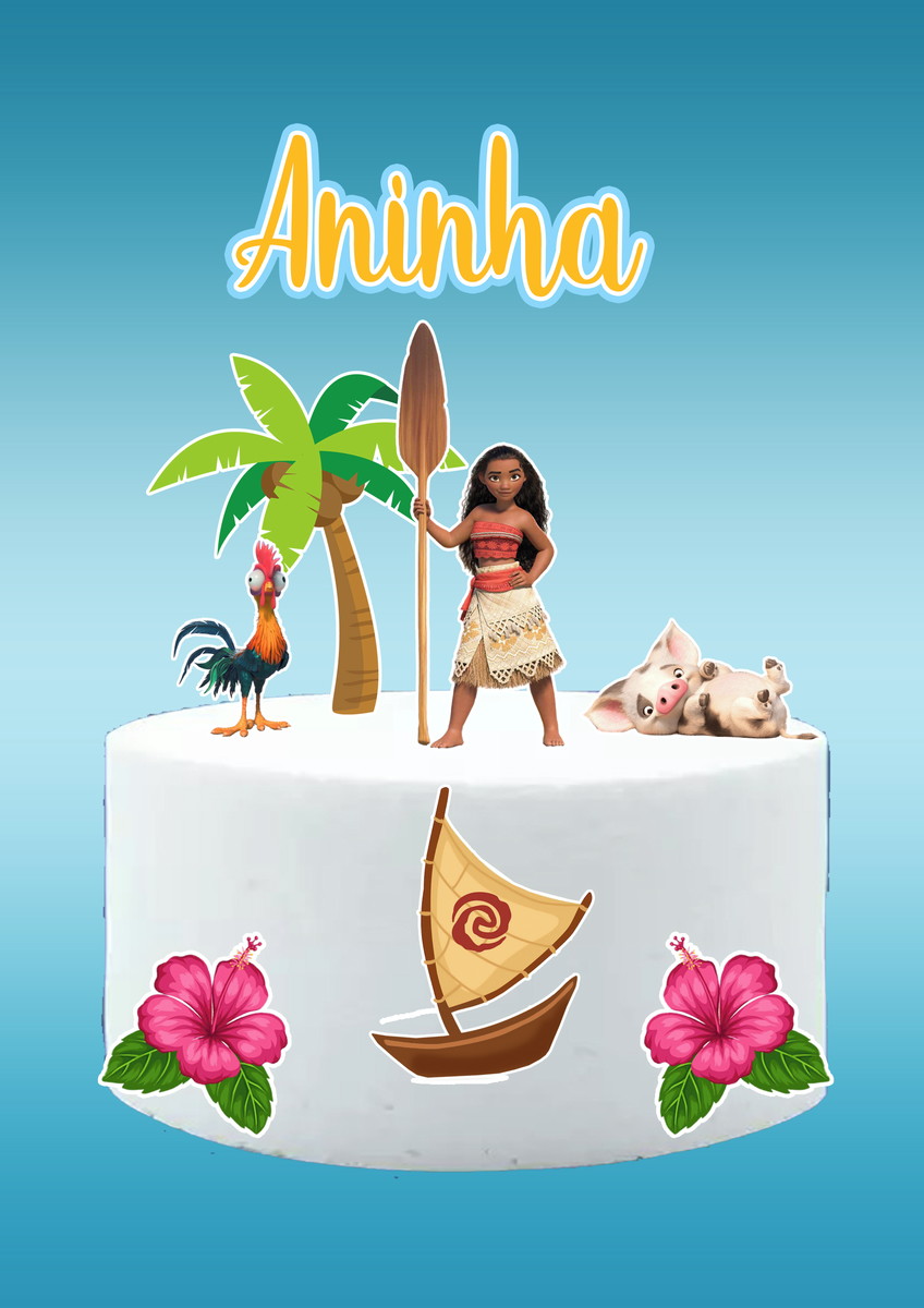 Arquivo digital Topo de bolo Moana #1 PDF/JPG