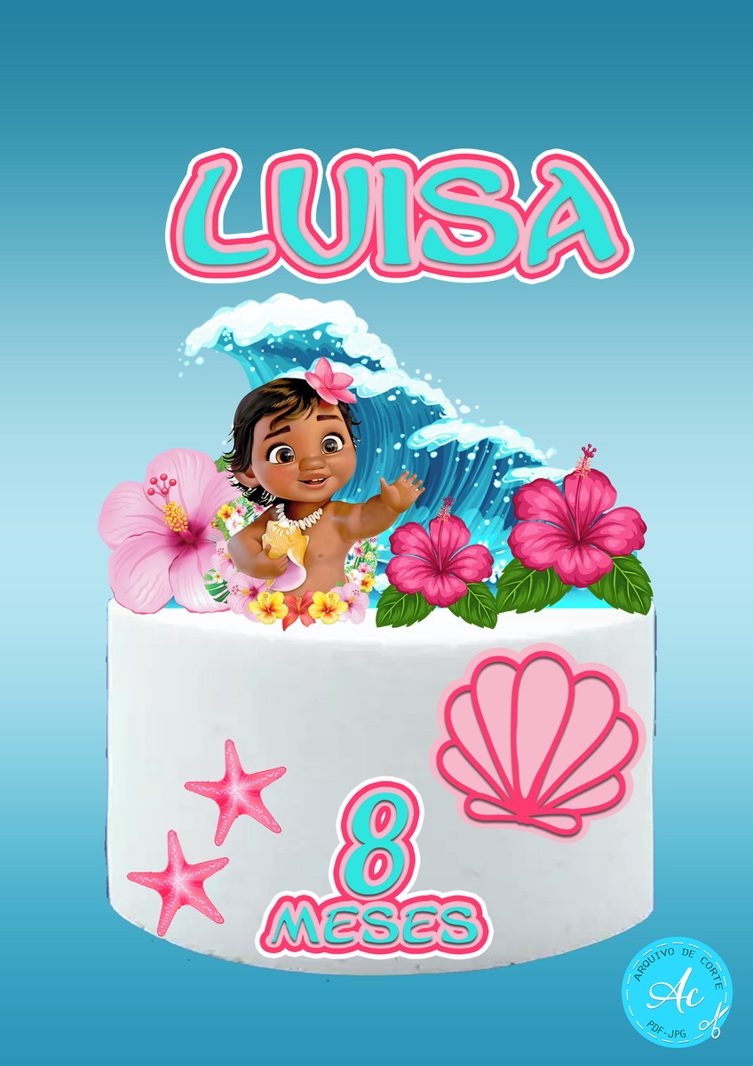 Arquivo digital Topo de bolo Moana Baby #2 PDF/JPG