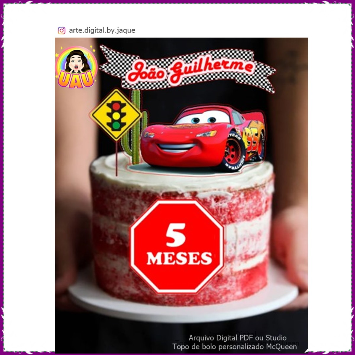 Arquivo Digital - Topo de Bolo Personalizado Mcqueen